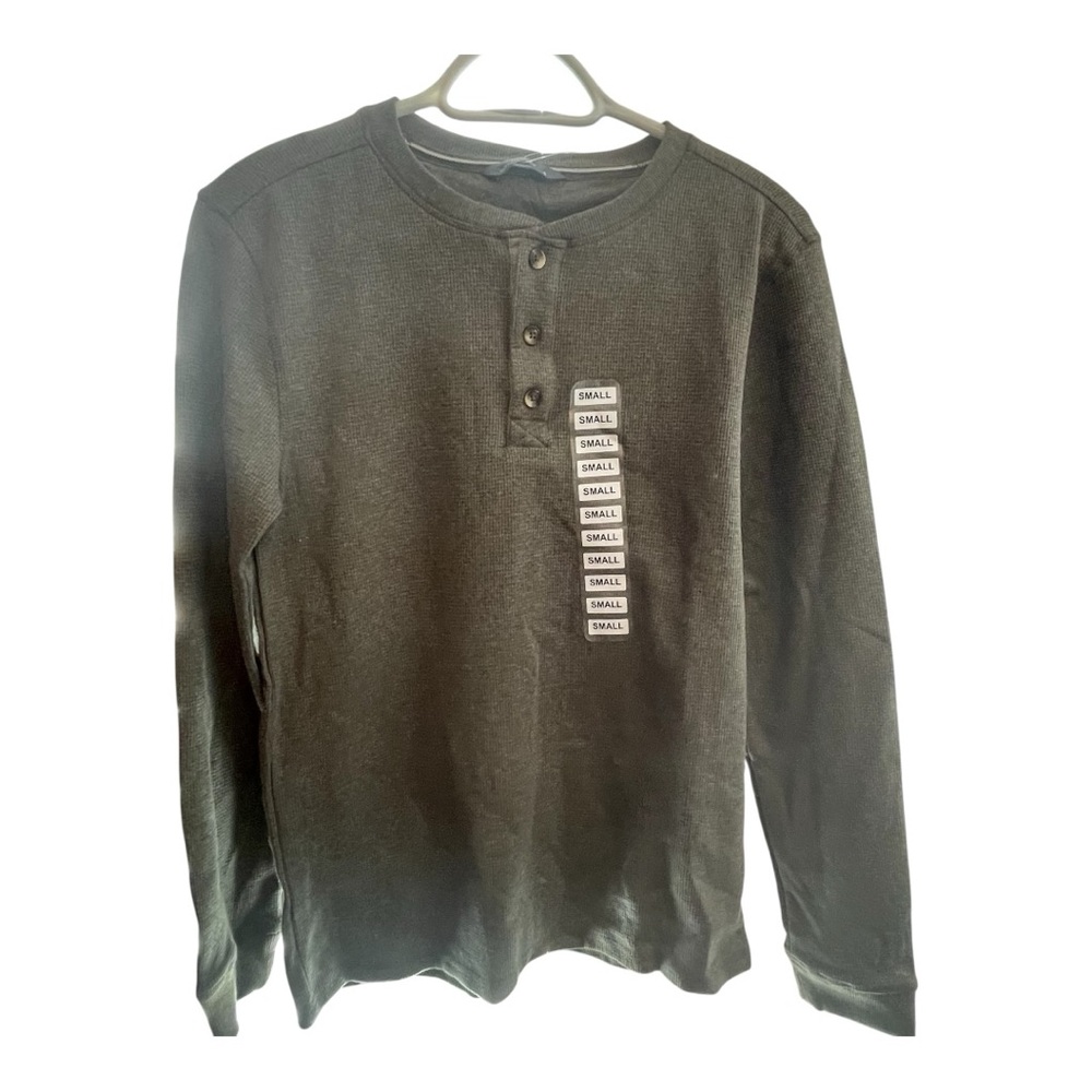 Olive Long Sleeve Henley Shirt